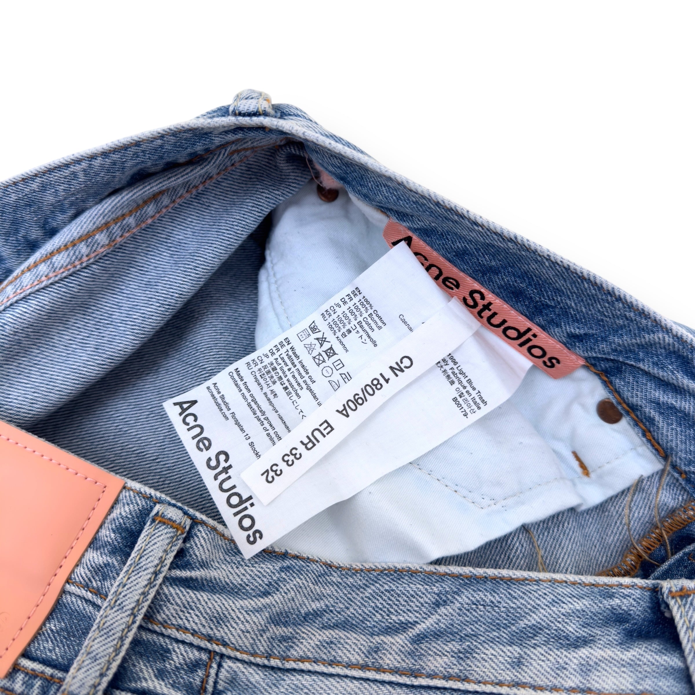 ACNE STUDIOS REGULAR FIT DENIM JEANS BLUE W32”