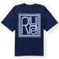 RHUDE SQUARE LOGO T-SHIRT VINTAGE BLUE L