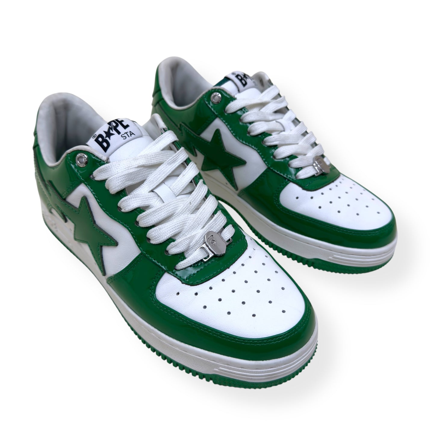 A BATHING APE BAPE STA LOW TOP SNEAKER GREEN / WHITE UK8.5