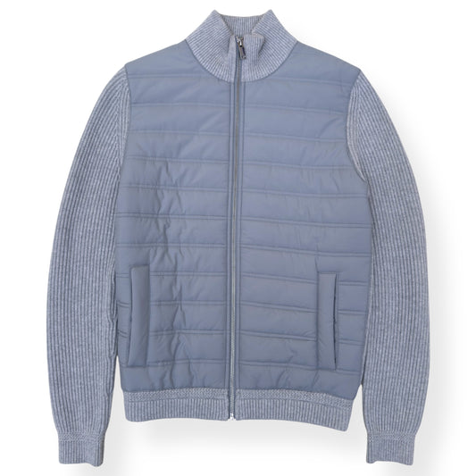 REISS TRAINER HYBRID QUILTED / RIBBED ZIP-THROUGH JACKET GREY S