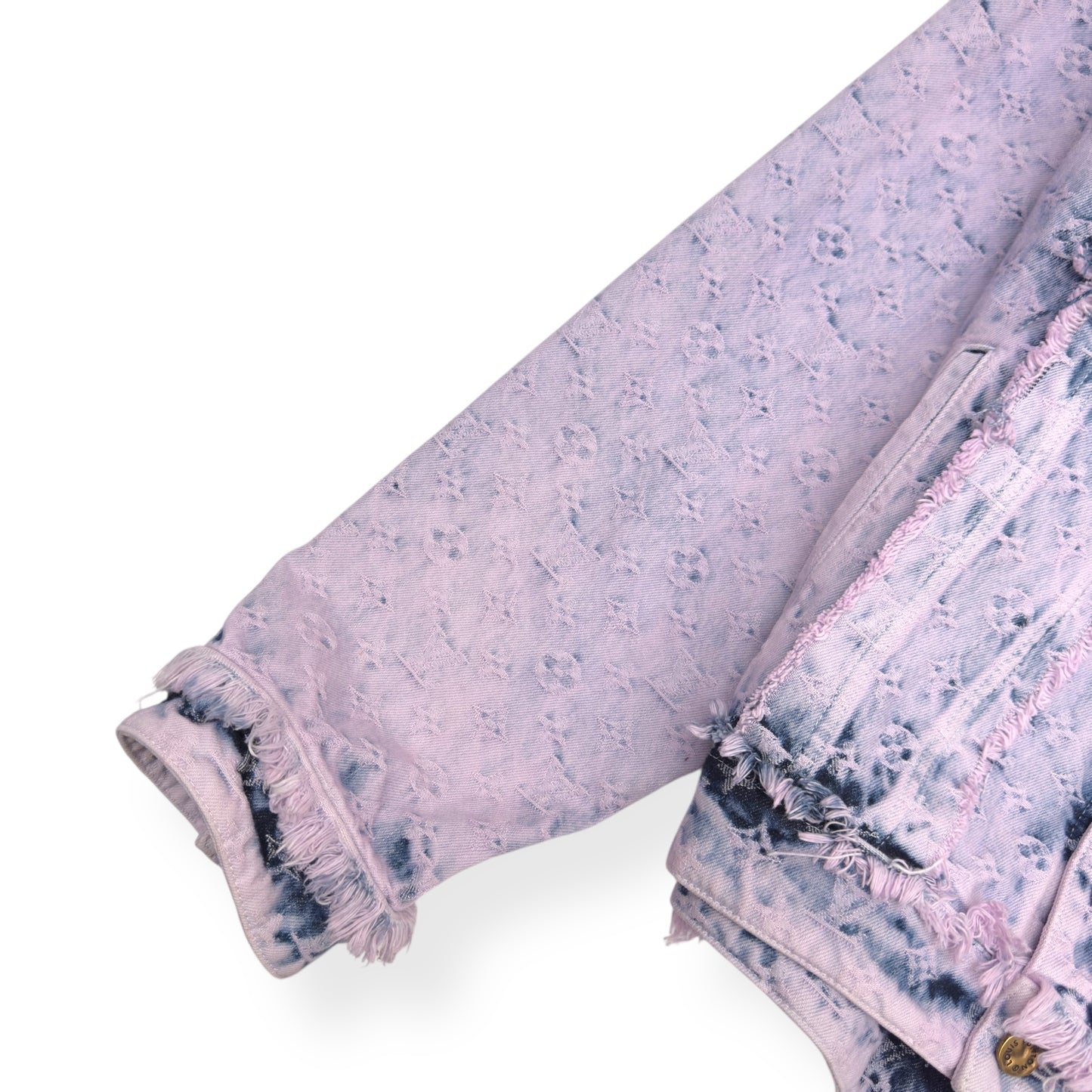 LOUIS VUITTON FRINGED MONOGRAM BOYHOOD DENIM JACKET LILAC L