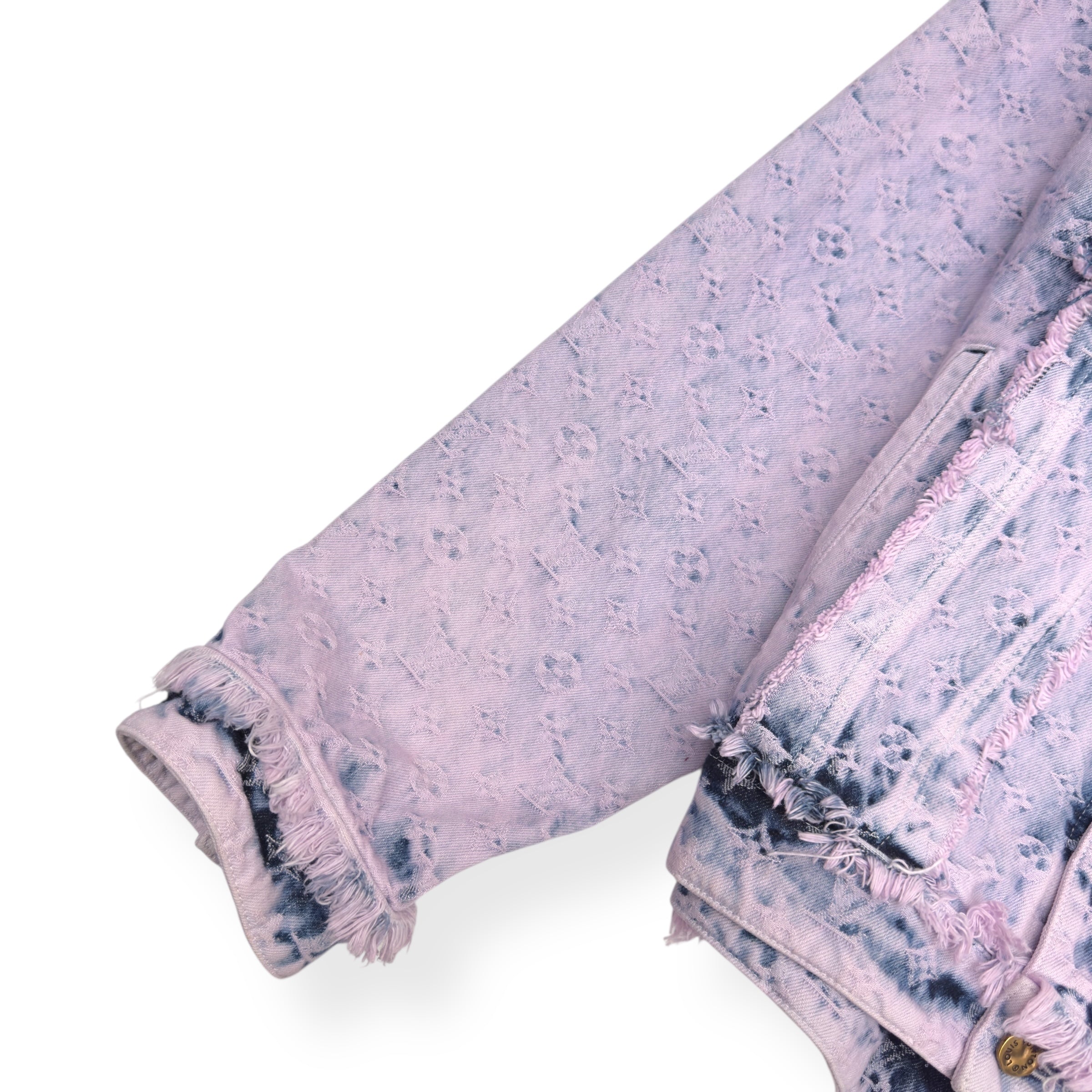LOUIS VUITTON FRINGED MONOGRAM BOYHOOD DENIM JACKET LILAC L