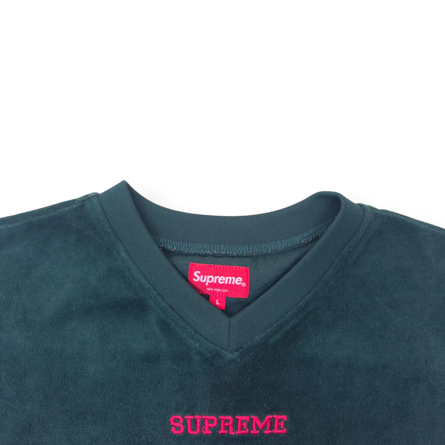 SUPREME VELOUR FOOTBALL JERSEY RED / GREEN L