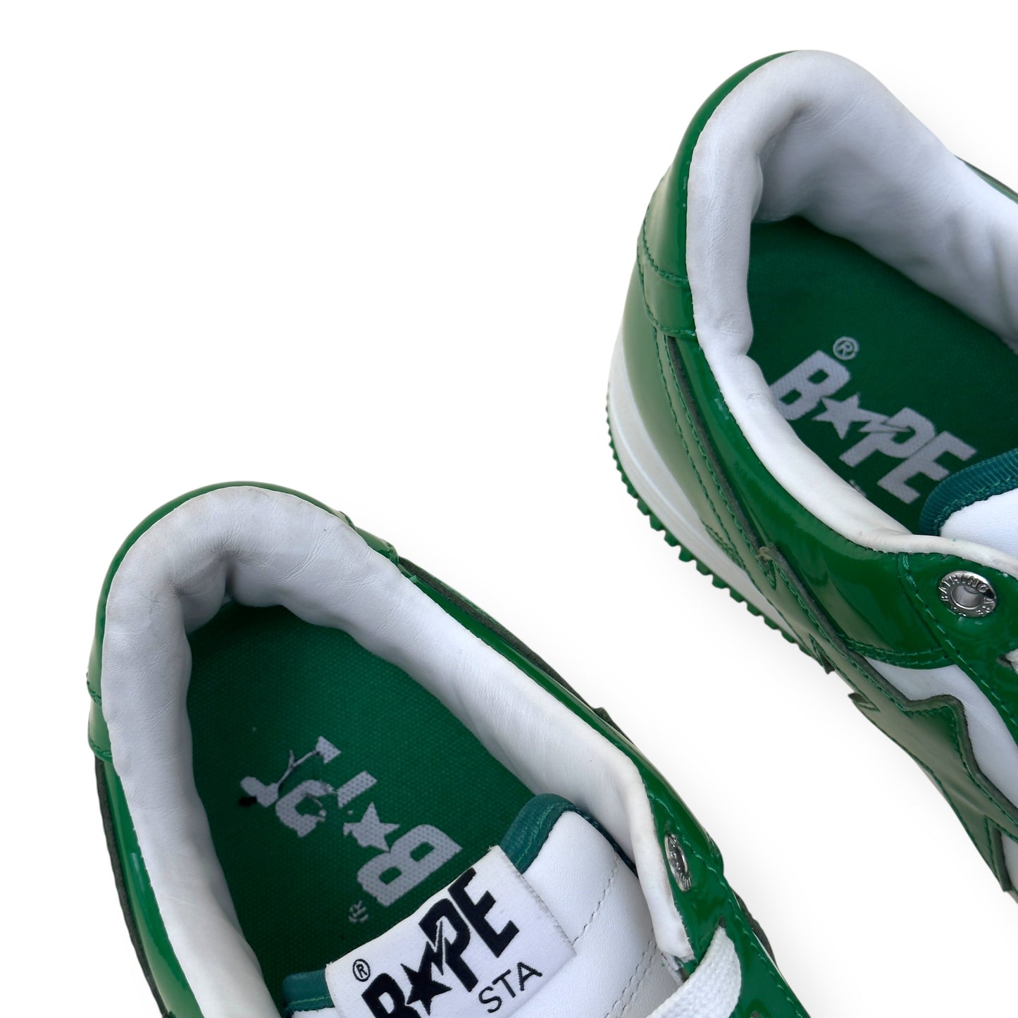 A BATHING APE BAPE STA LOW TOP SNEAKER GREEN / WHITE UK8.5