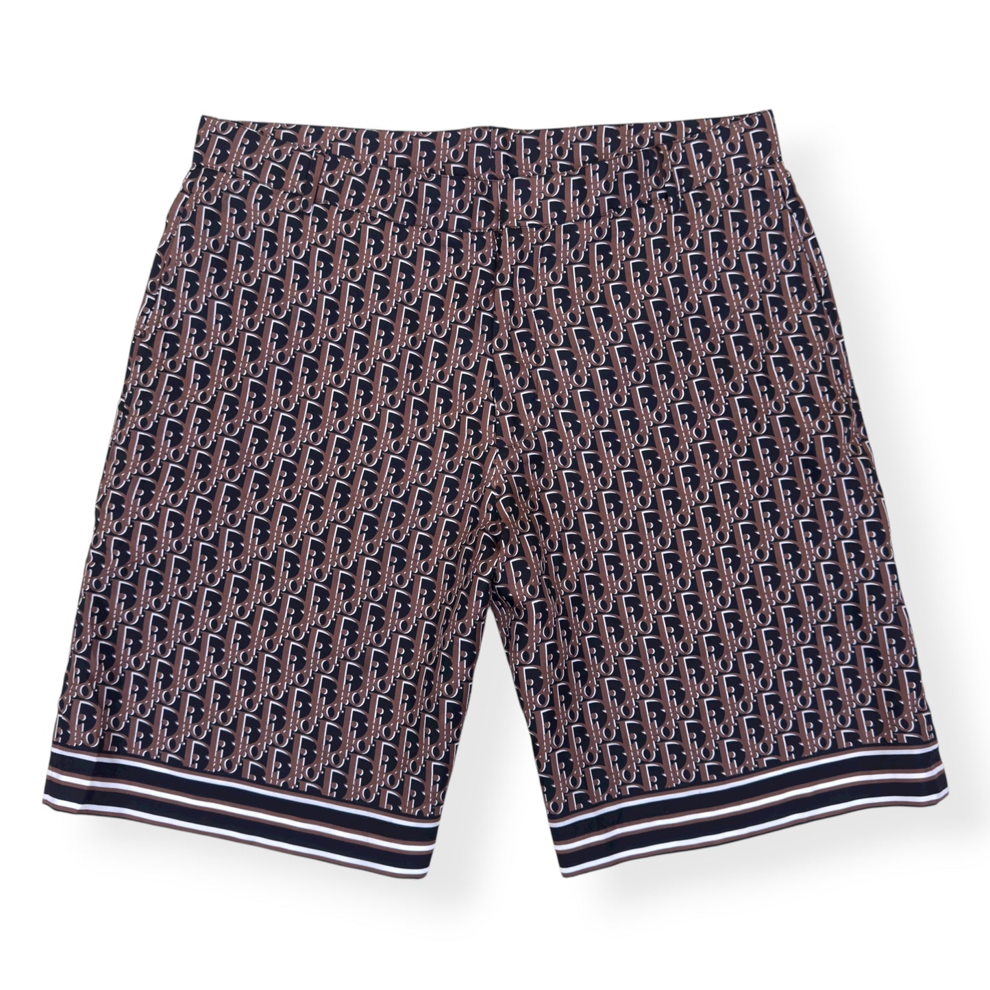 DIOR OBLIQUE SILK BERMUDA SHORTS BROWN 50 / L