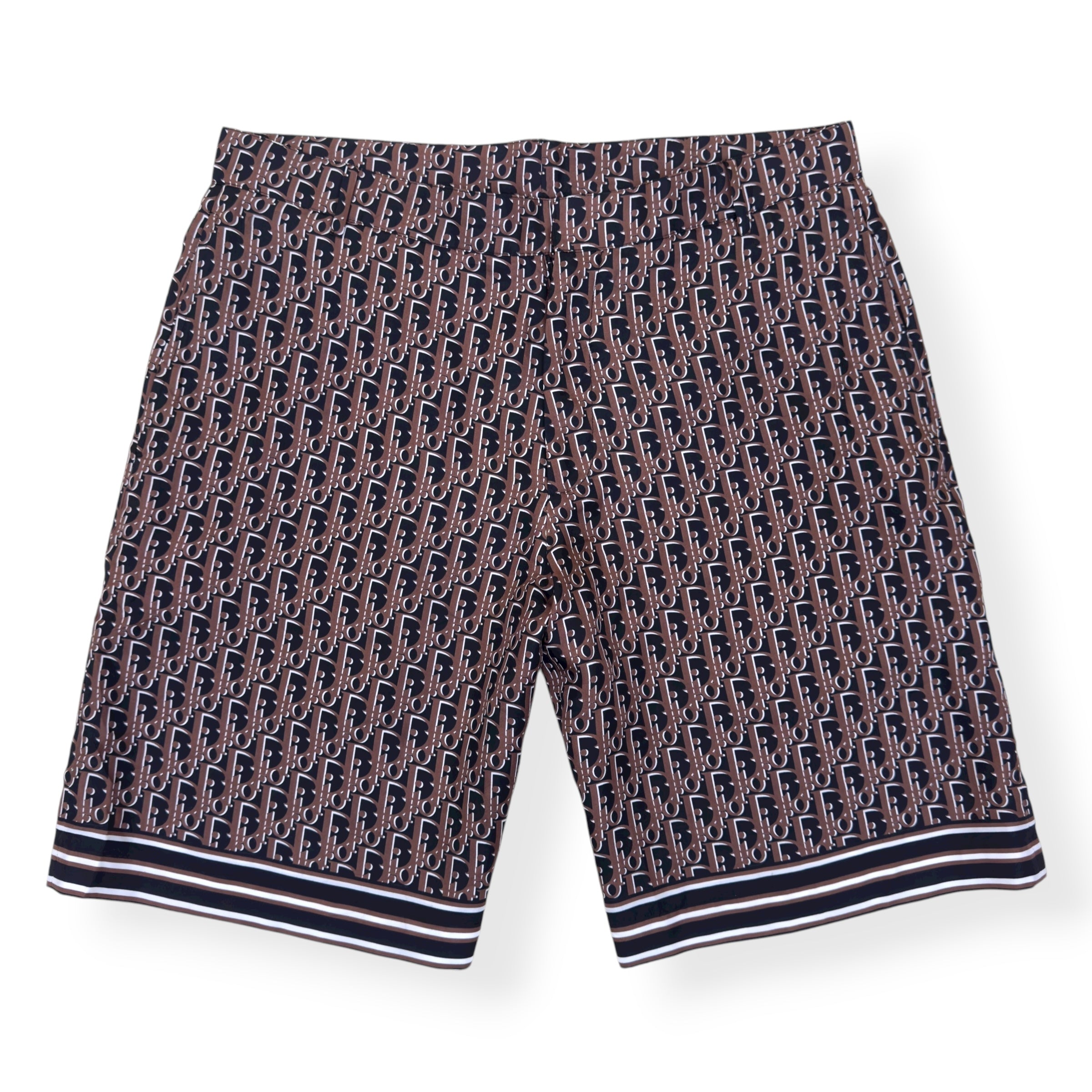 DIOR OBLIQUE SILK BERMUDA SHORTS BROWN 50 / L