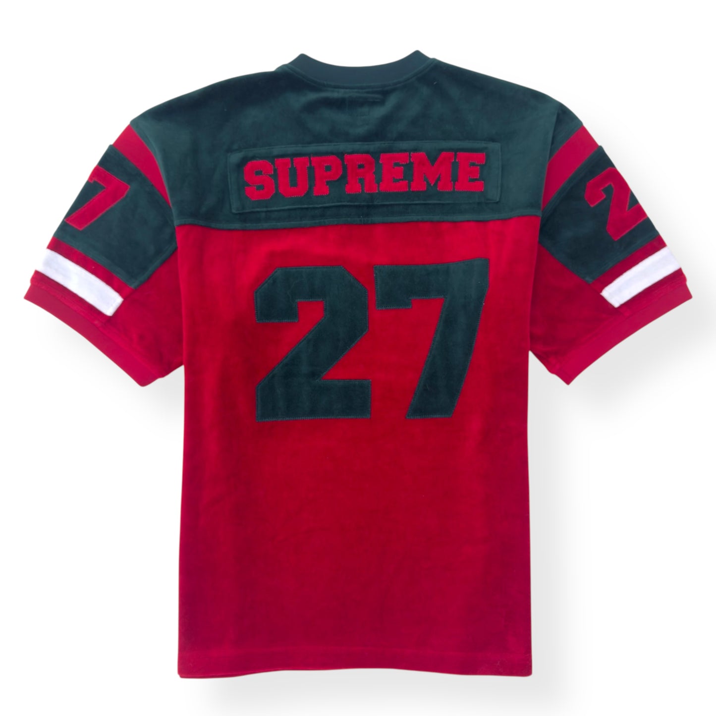 SUPREME VELOUR FOOTBALL JERSEY RED / GREEN L