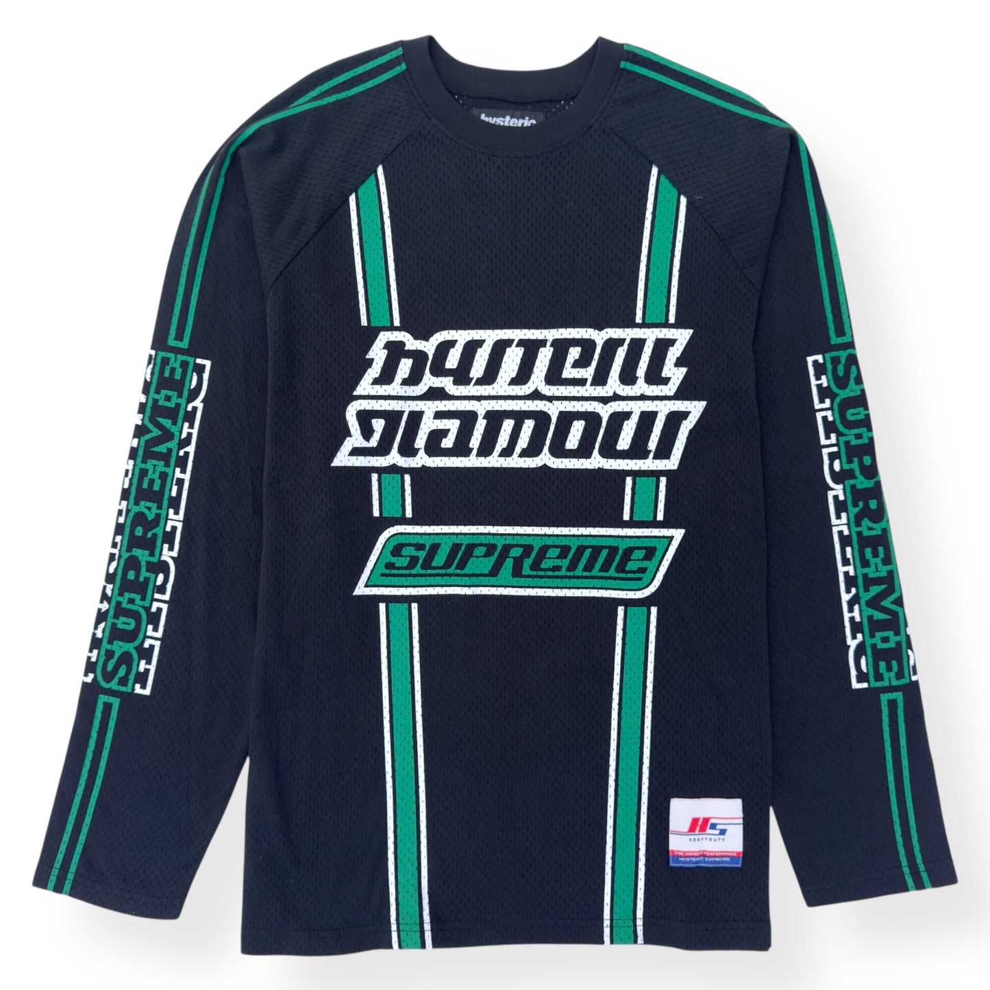 SUPREME X HYSTERIC GLAMOUR LONG-SLEEVE MESH JERSEY BLACK / GREEN XL