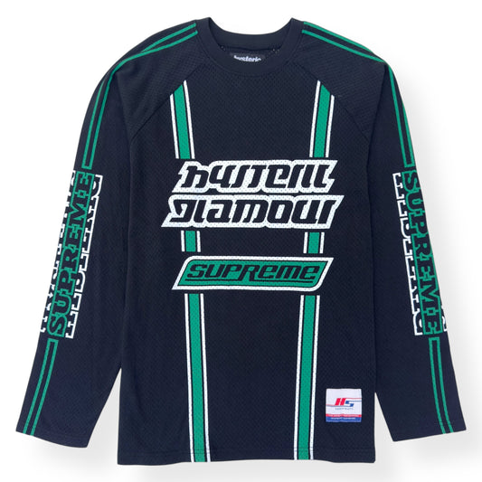 SUPREME X HYSTERIC GLAMOUR LONG-SLEEVE MESH JERSEY BLACK / GREEN XL