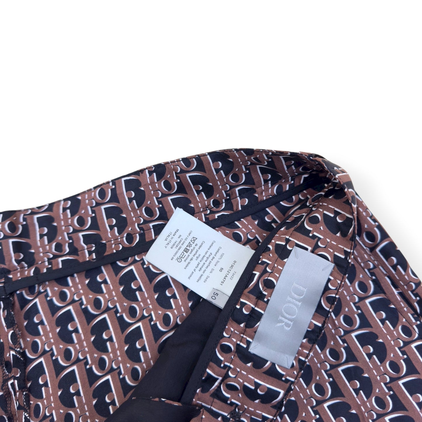 DIOR OBLIQUE SILK BERMUDA SHORTS BROWN 50 / L