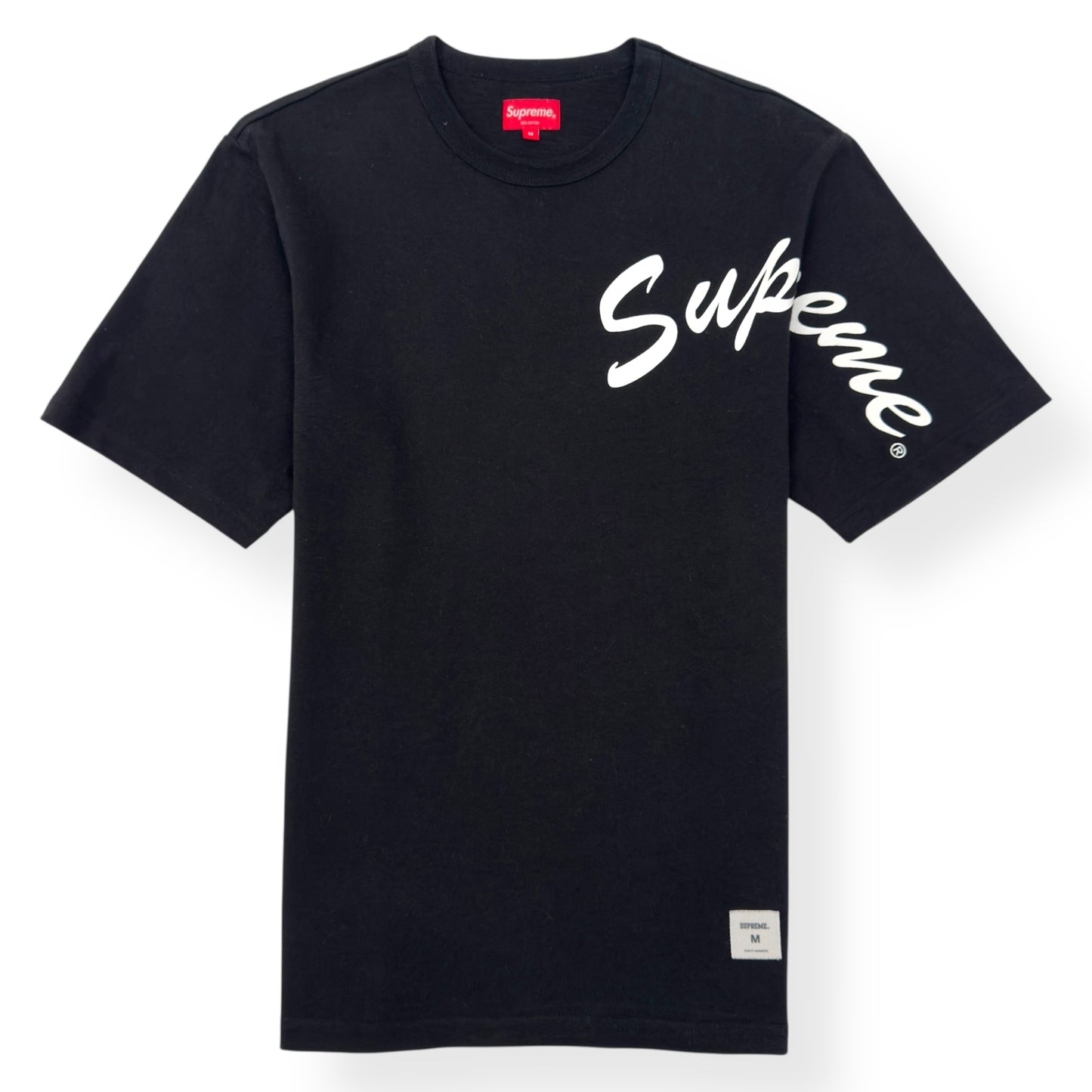 SUPREME SHOULDER ARC LOGO T-SHIRT BLACK / WHITE M
