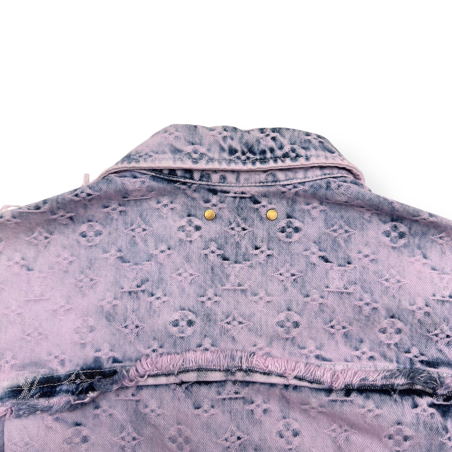 LOUIS VUITTON FRINGED MONOGRAM BOYHOOD DENIM JACKET LILAC L