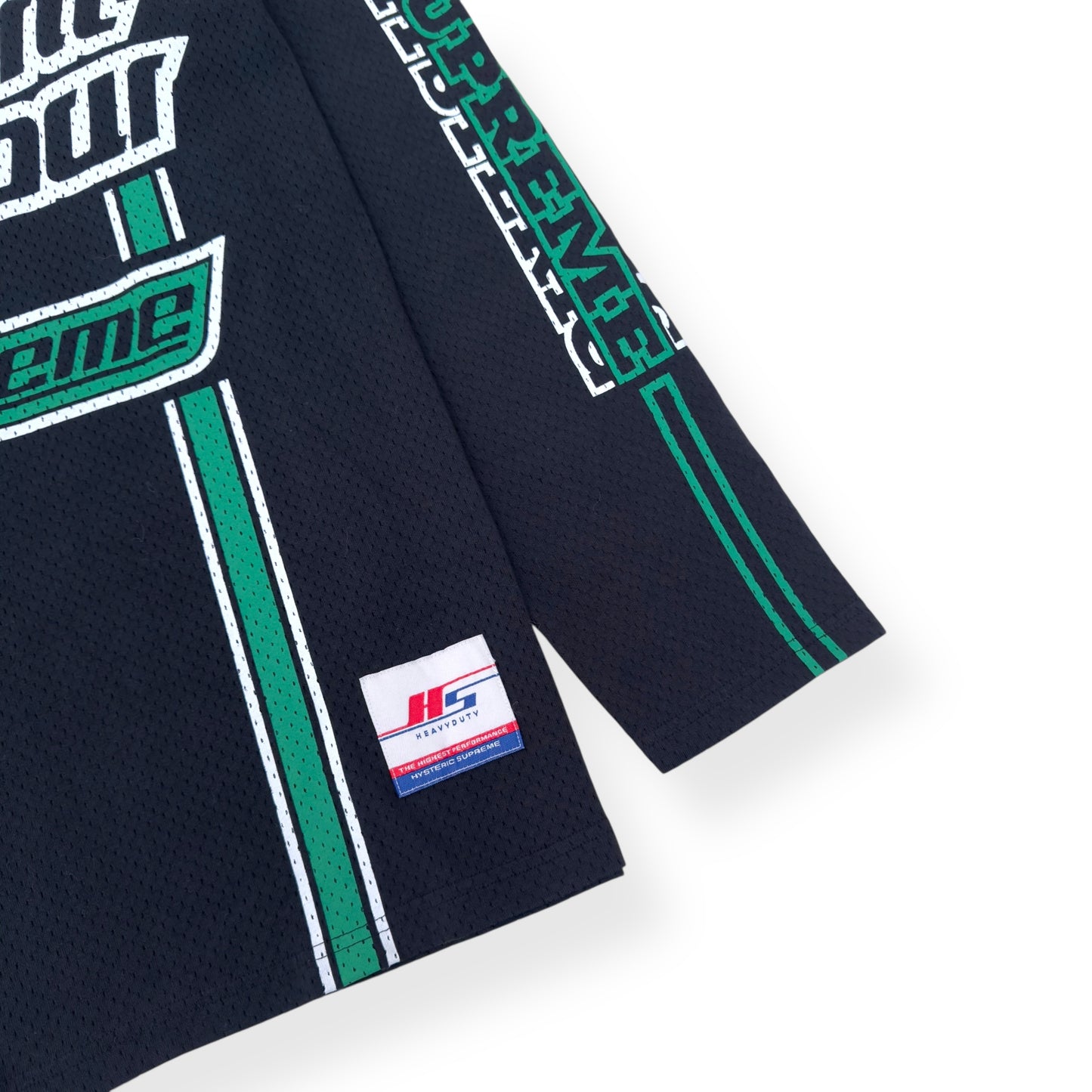 SUPREME X HYSTERIC GLAMOUR LONG-SLEEVE MESH JERSEY BLACK / GREEN XL