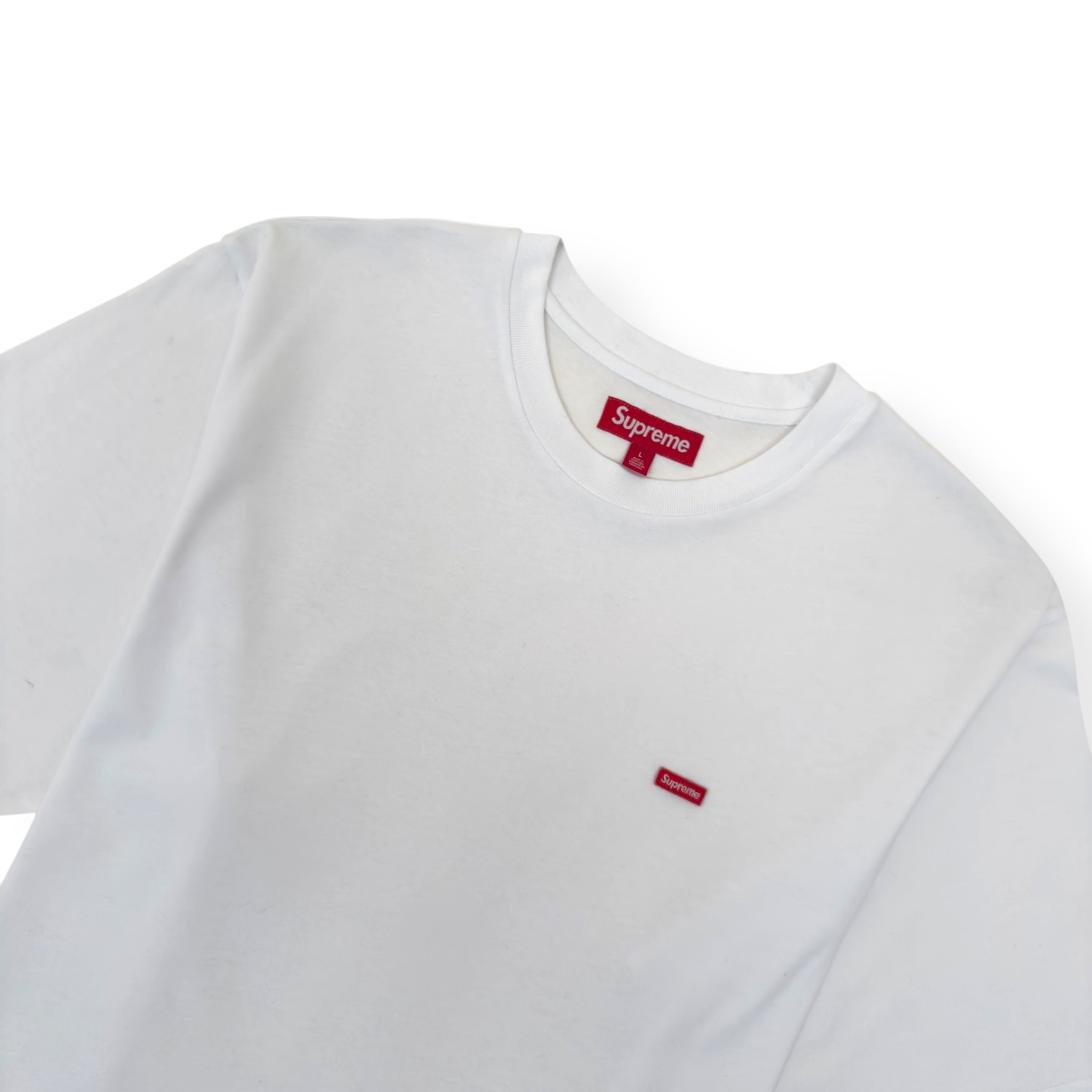 SUPREME SMALL BOX LOGO COTTON T-SHIRT WHITE / RED L