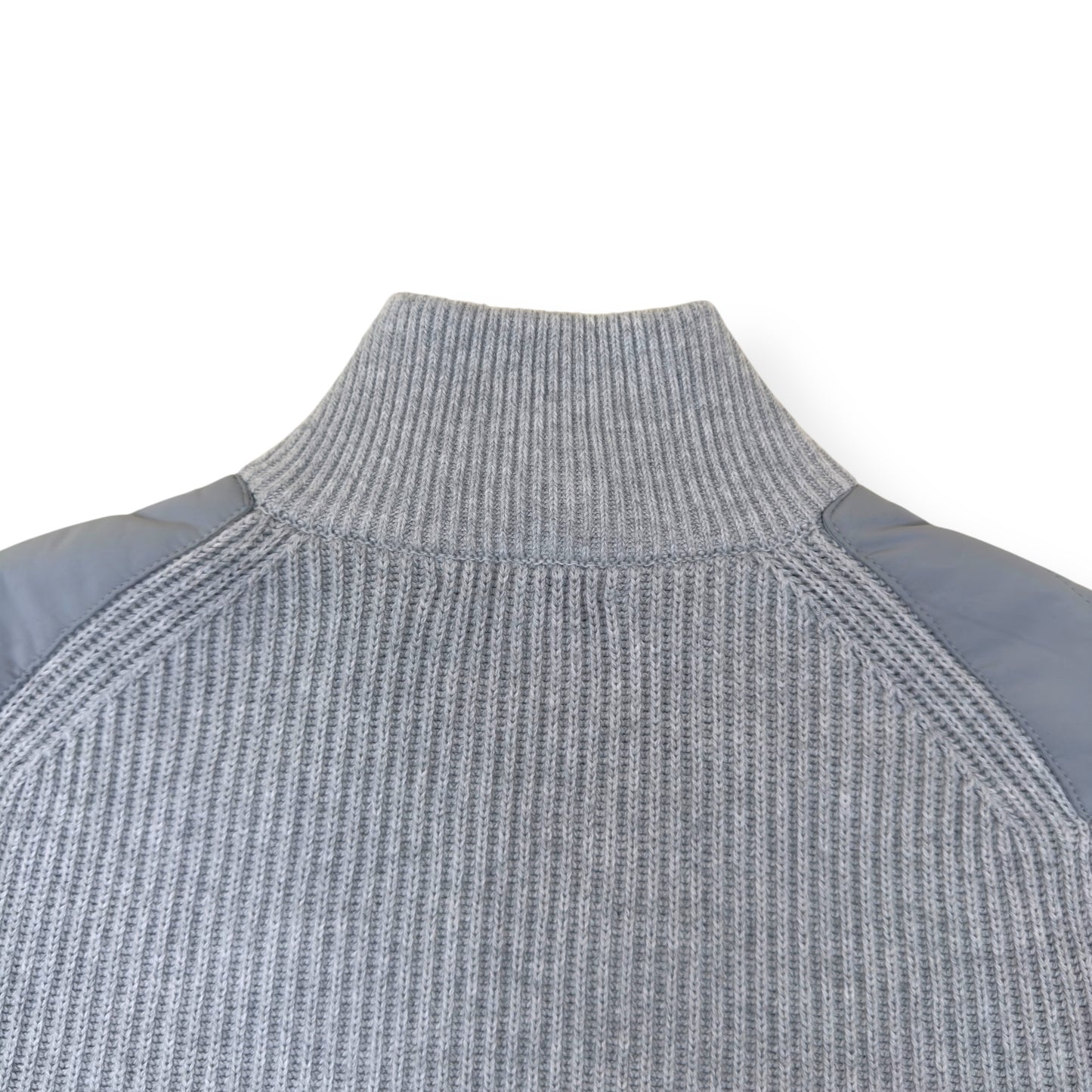 REISS TRAINER HYBRID QUILTED / RIBBED ZIP-THROUGH JACKET GREY S