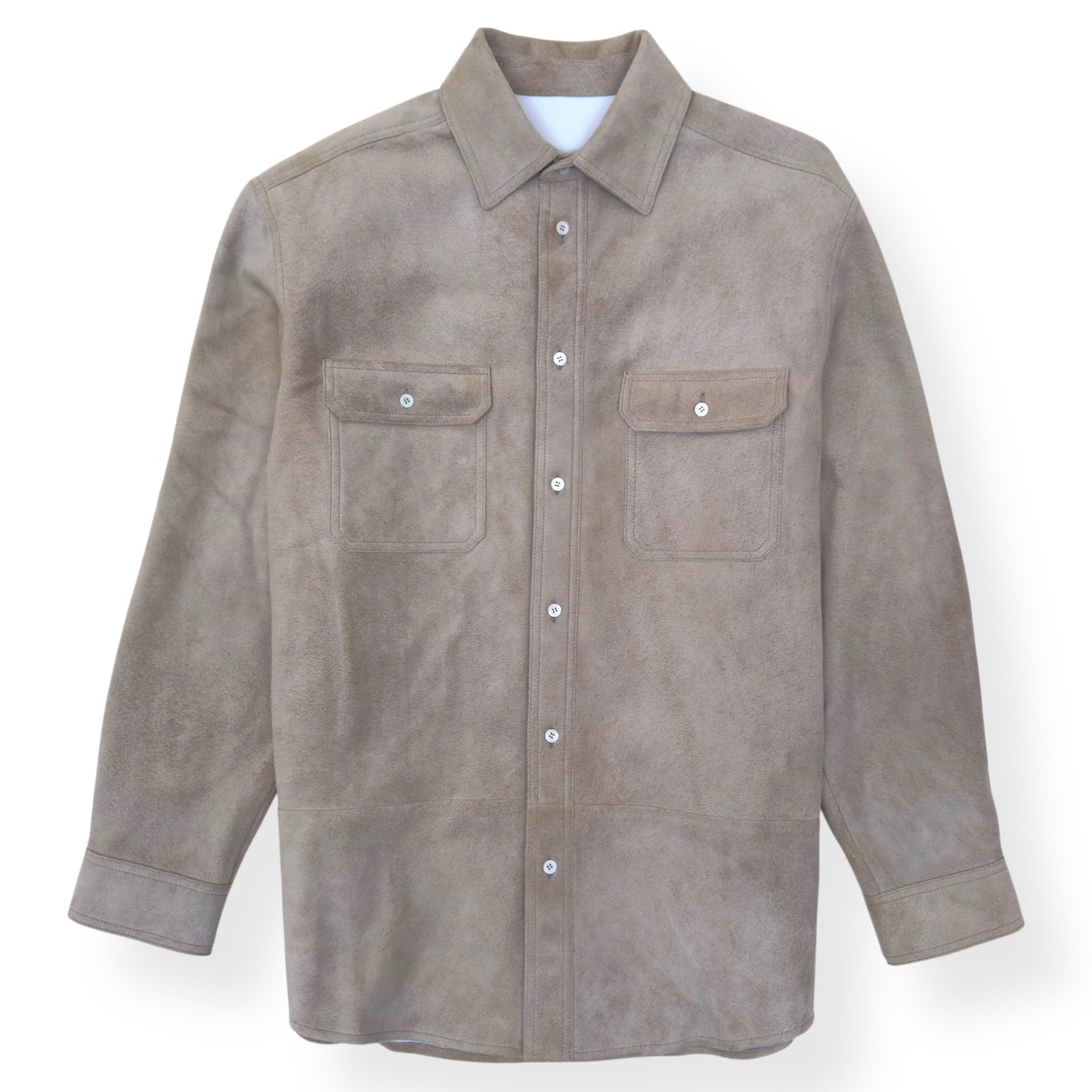 LOEWE SUEDE LAMBSKIN OVERSHIRT BEIGE 50 / L