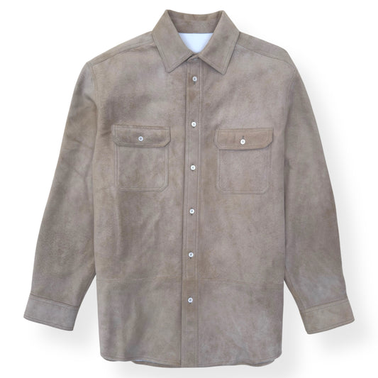 LOEWE SUEDE LAMBSKIN OVERSHIRT BEIGE 50 / L