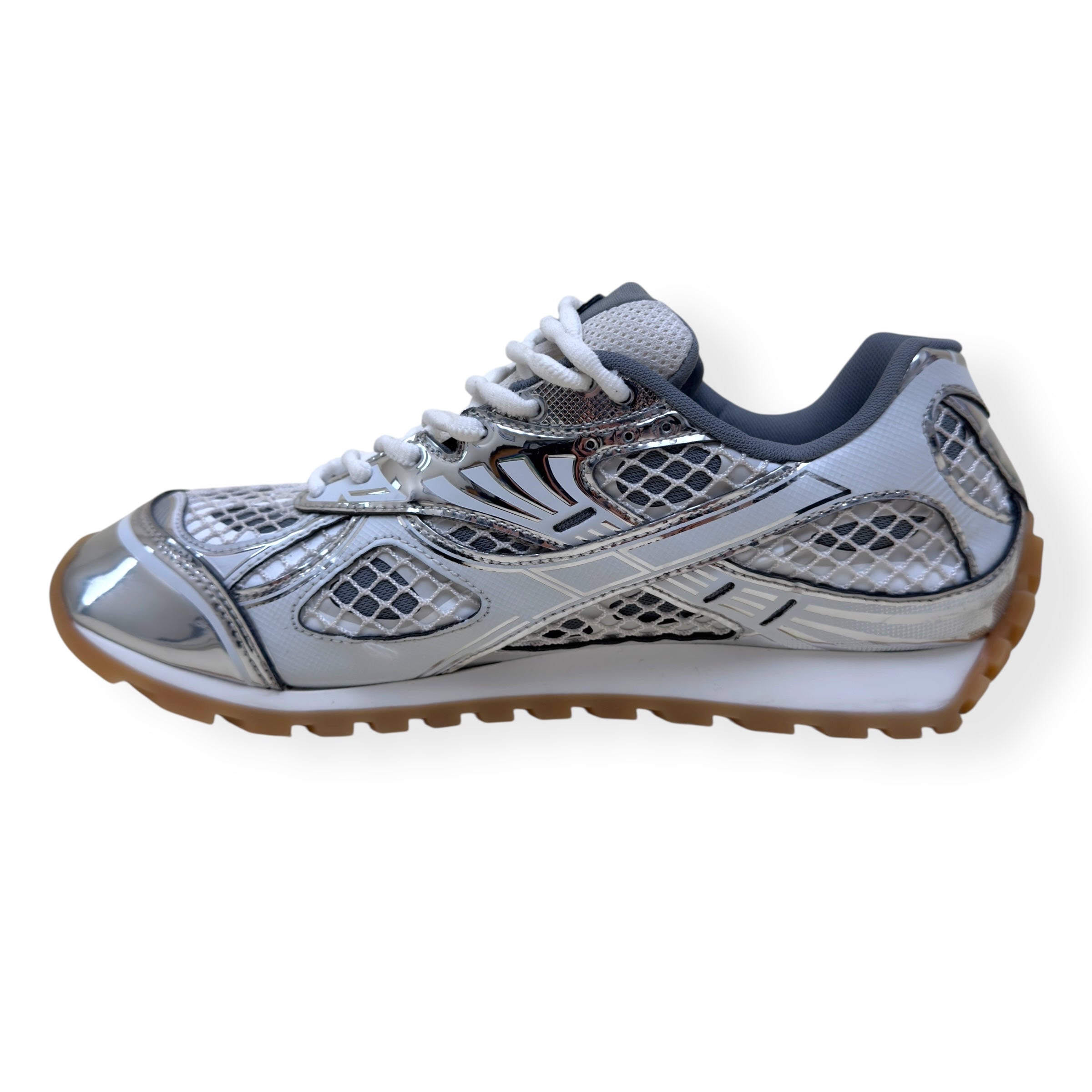 BOTTEGA VENETA TECHNICAL MESH ORBIT SNEAKER SILVER / WHITE 42 / UK8