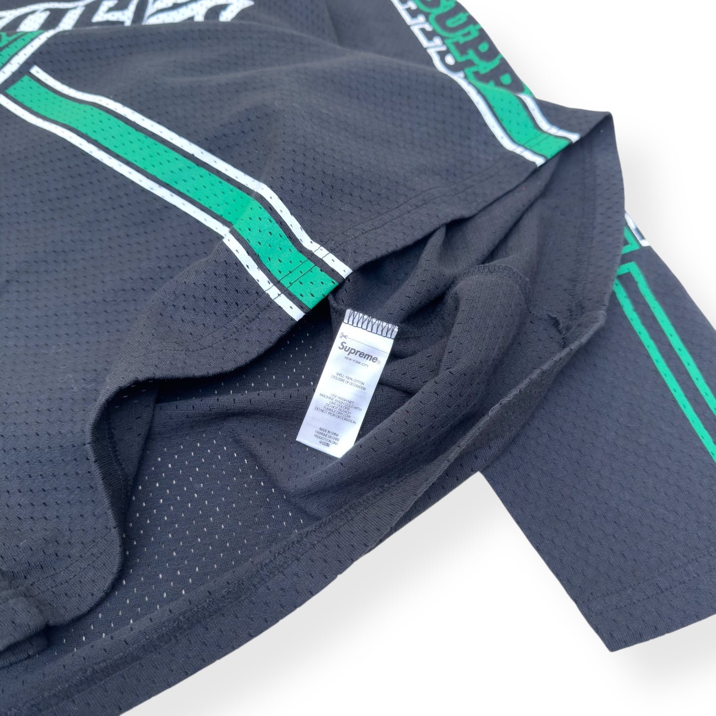 SUPREME X HYSTERIC GLAMOUR LONG-SLEEVE MESH JERSEY BLACK / GREEN XL