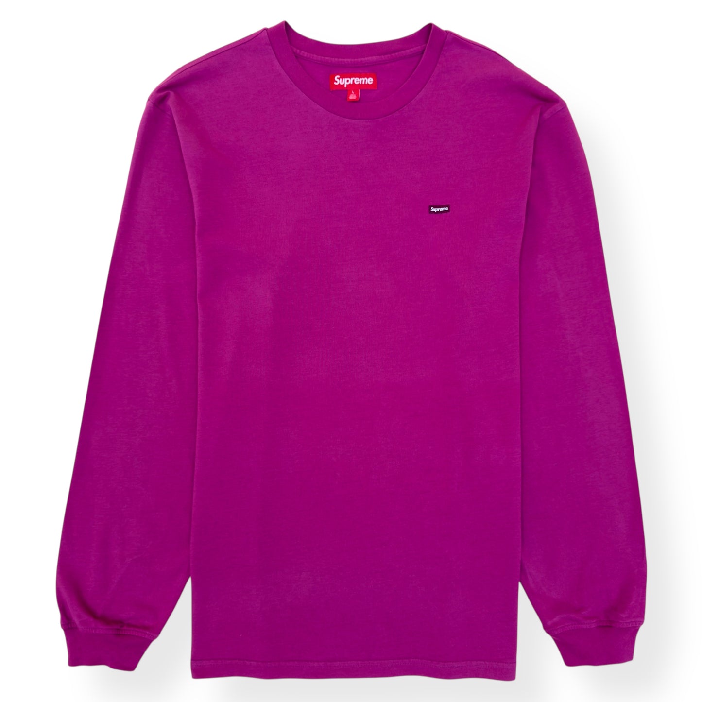 SUPREME LONG-SLEEVE SMALL BOX LOGO COTTON T-SHIRT BRIGHT PURPLE L