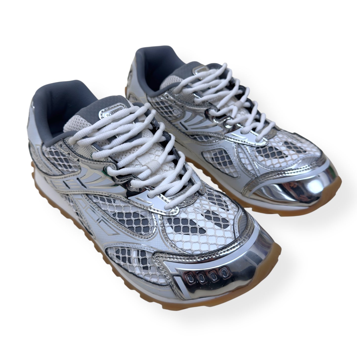 BOTTEGA VENETA TECHNICAL MESH ORBIT SNEAKER SILVER / WHITE 42 / UK8