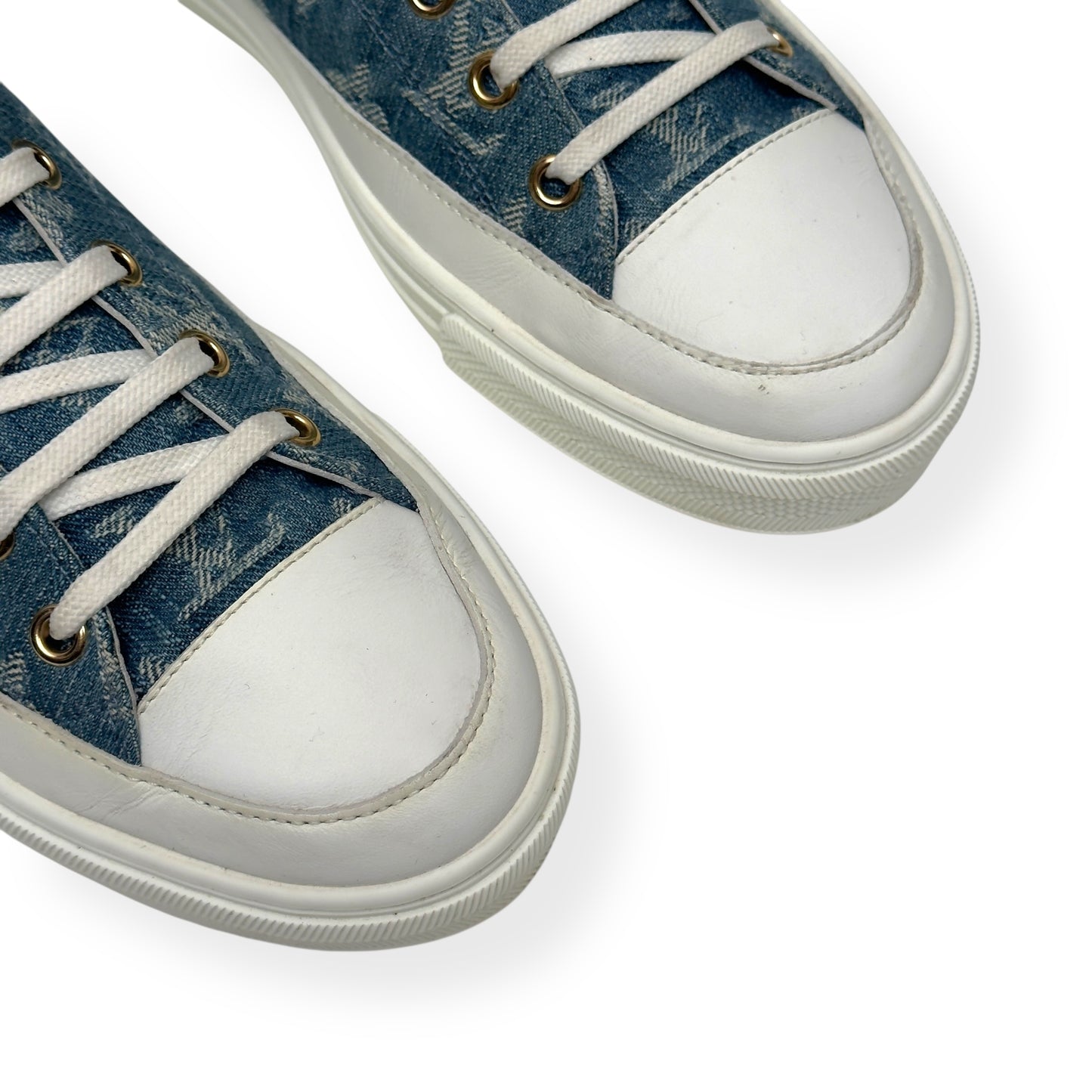LOUIS VUITTON LV STELLAR HIGH TOP DENIM MONOGRAM SNEAKER BLUE / WHITE 37.5 / UK4.5