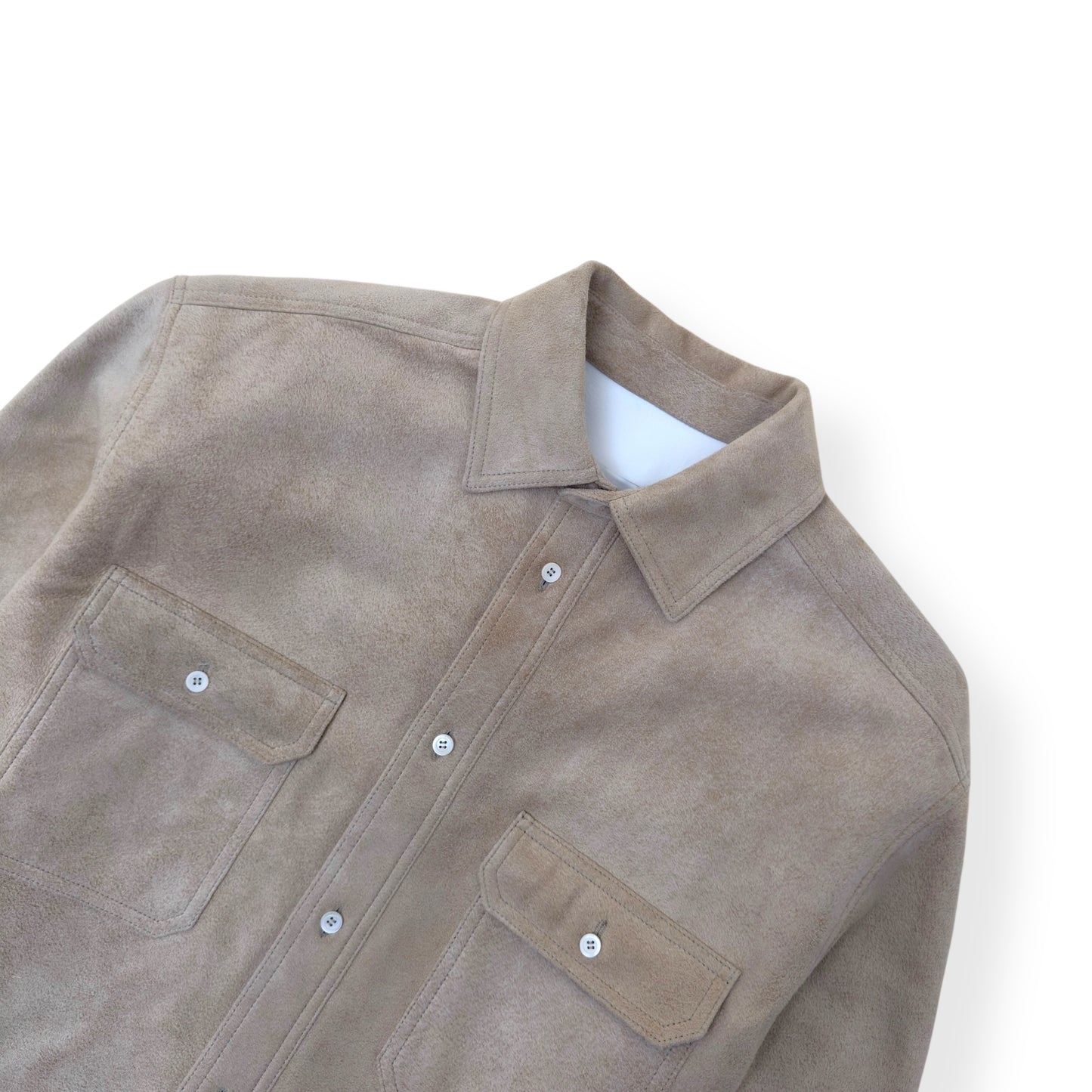 LOEWE SUEDE LAMBSKIN OVERSHIRT BEIGE 50 / L