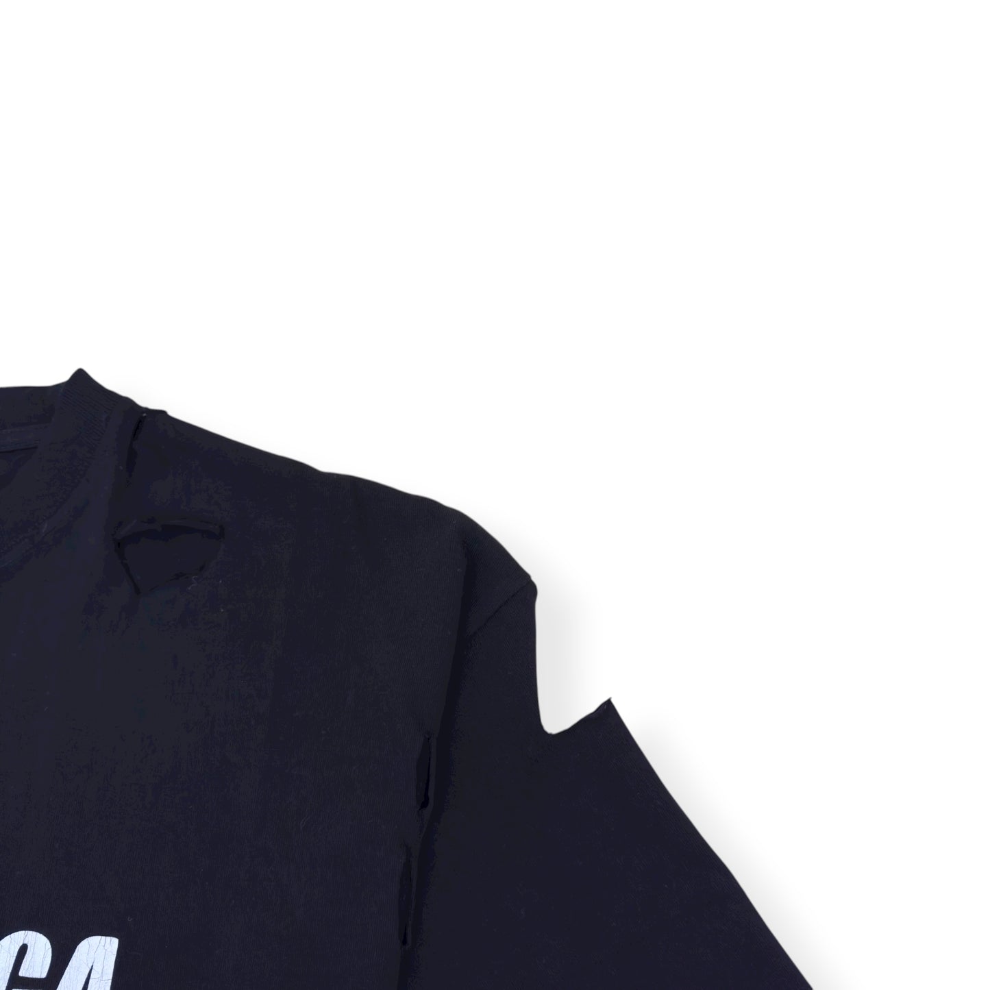 BALENCIAGA OVERSIZED DISTRESSED LOGO T-SHIRT BLACK / WHITE S