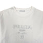 PRADA LOGO EMBOSSED COTTON T-SHIRT WHITE M