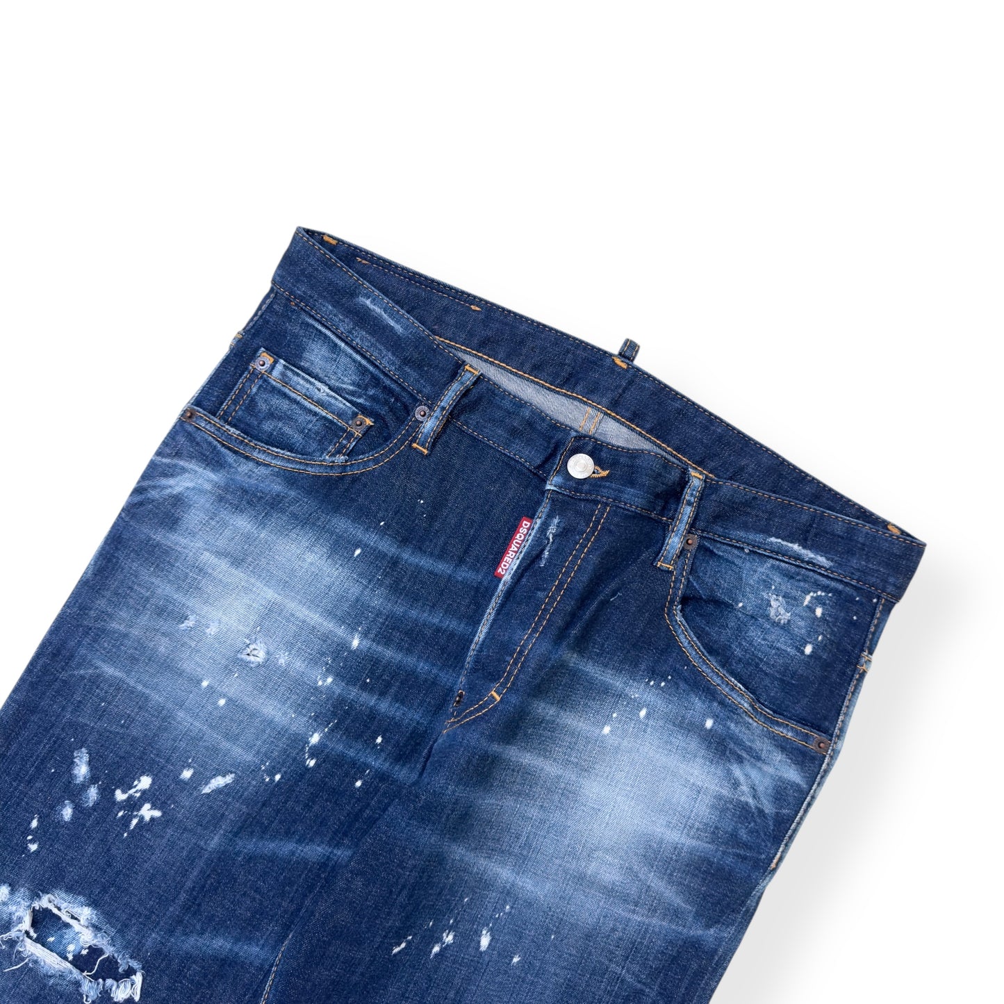 DSQUARED2 PAINT SPLATTER DISTRESSED SLIM DENIM JEANS 50 / L