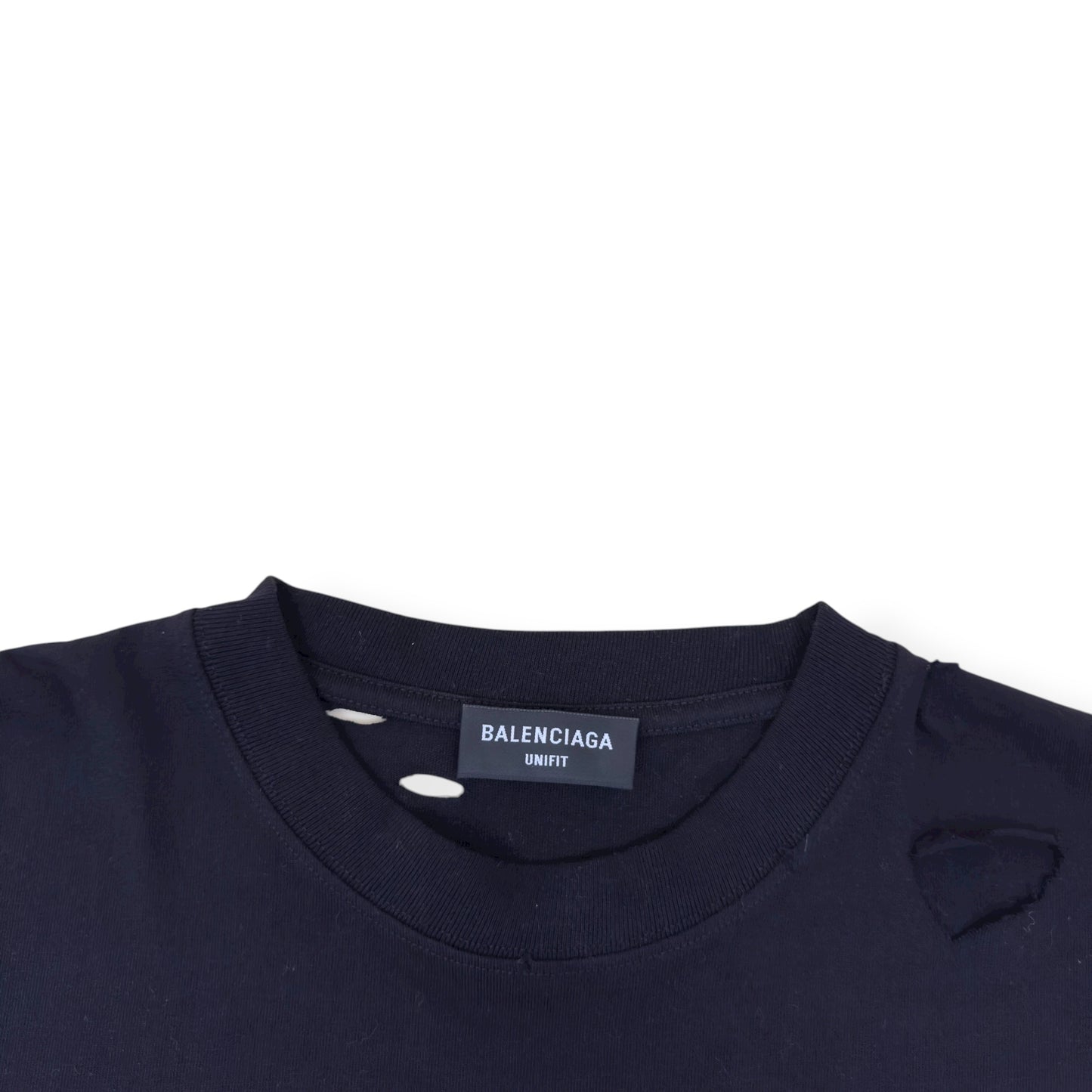 BALENCIAGA OVERSIZED DISTRESSED LOGO T-SHIRT BLACK / WHITE S