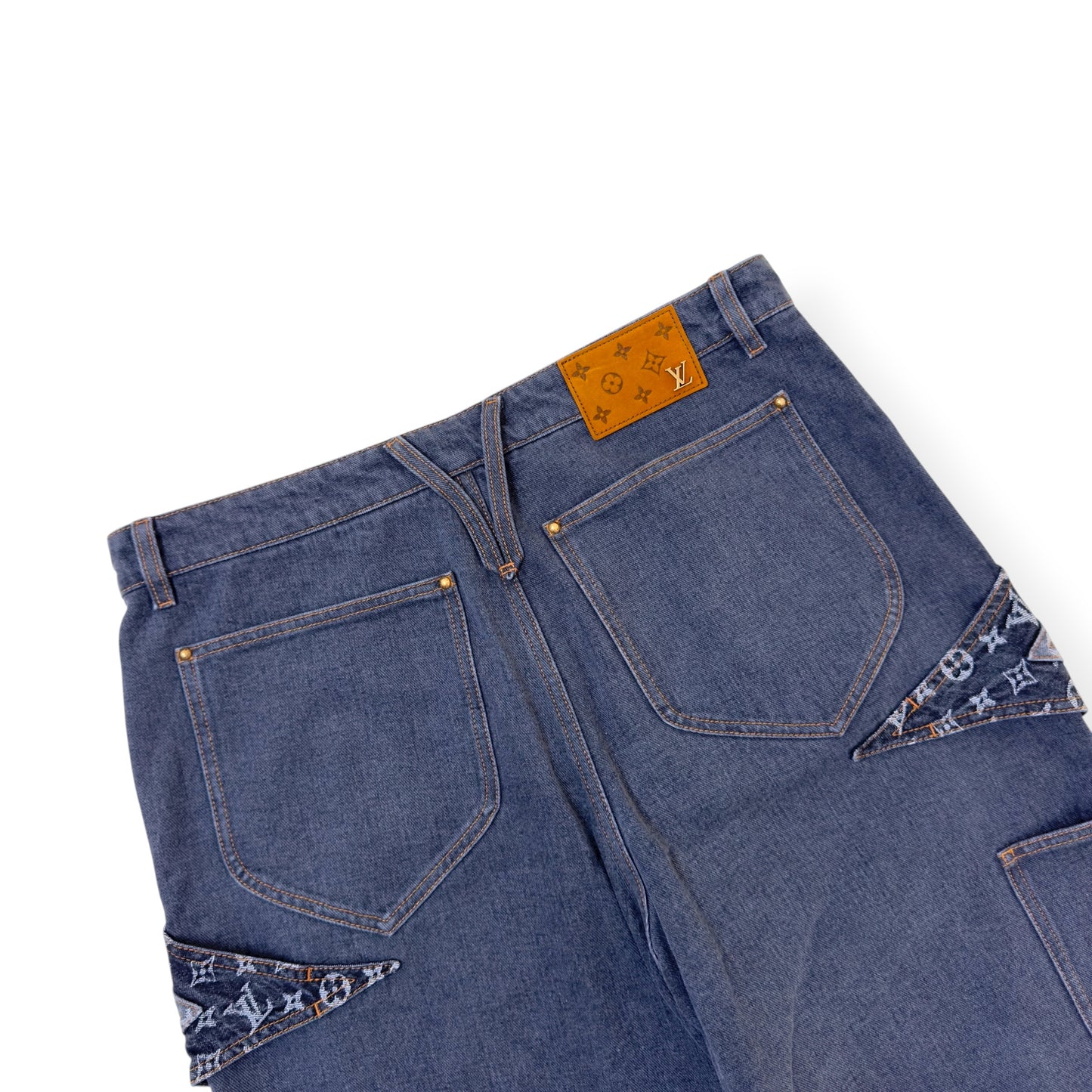 LOUIS VUITTON MONOGRAM FLOWER DENIM JEANS BLACK / GREY W34”