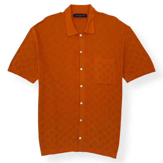 LOUIS VUITTON MONOGRAM POINTELLE COTTON SHIRT LUXURY ORANGE XL