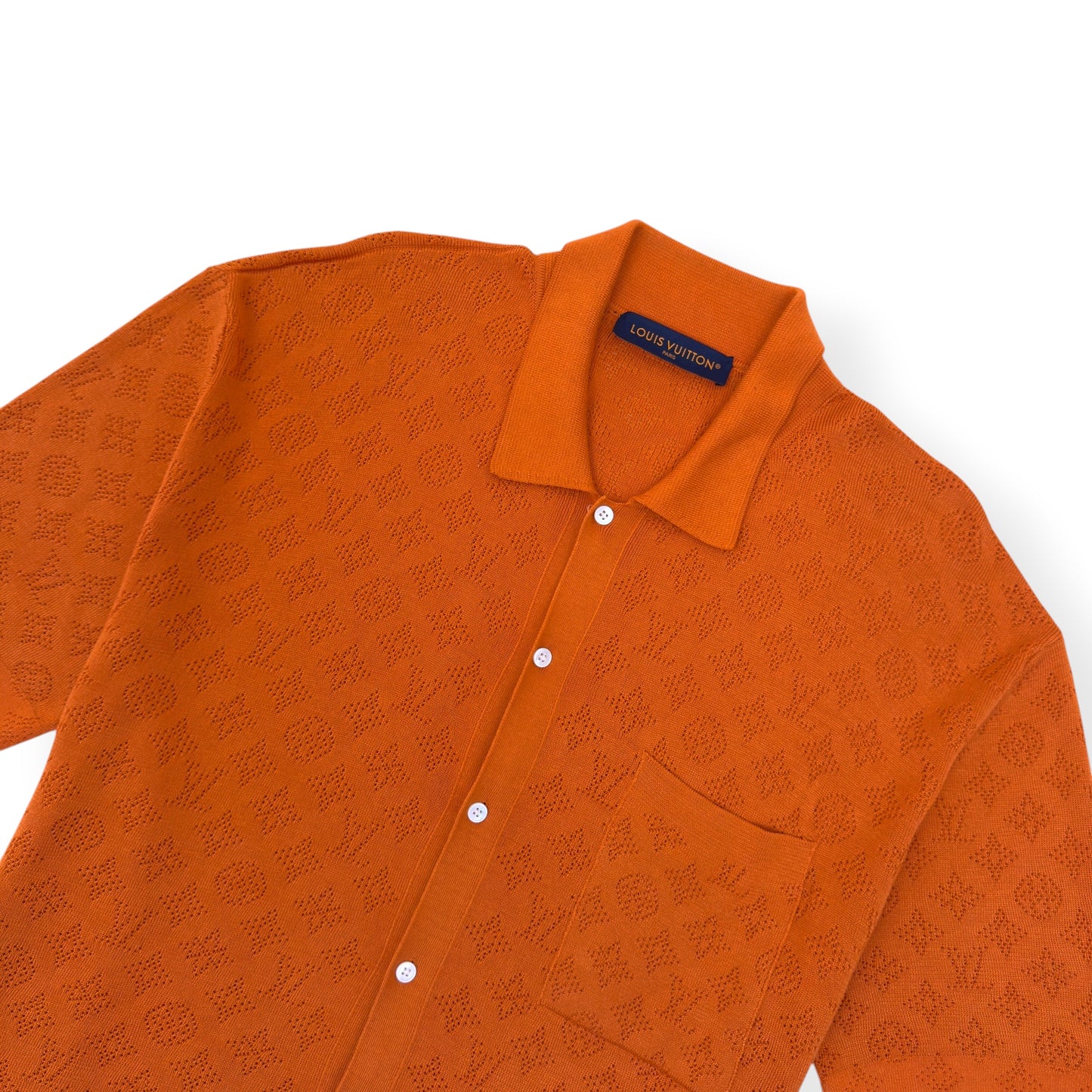 LOUIS VUITTON MONOGRAM POINTELLE COTTON SHIRT LUXURY ORANGE XL
