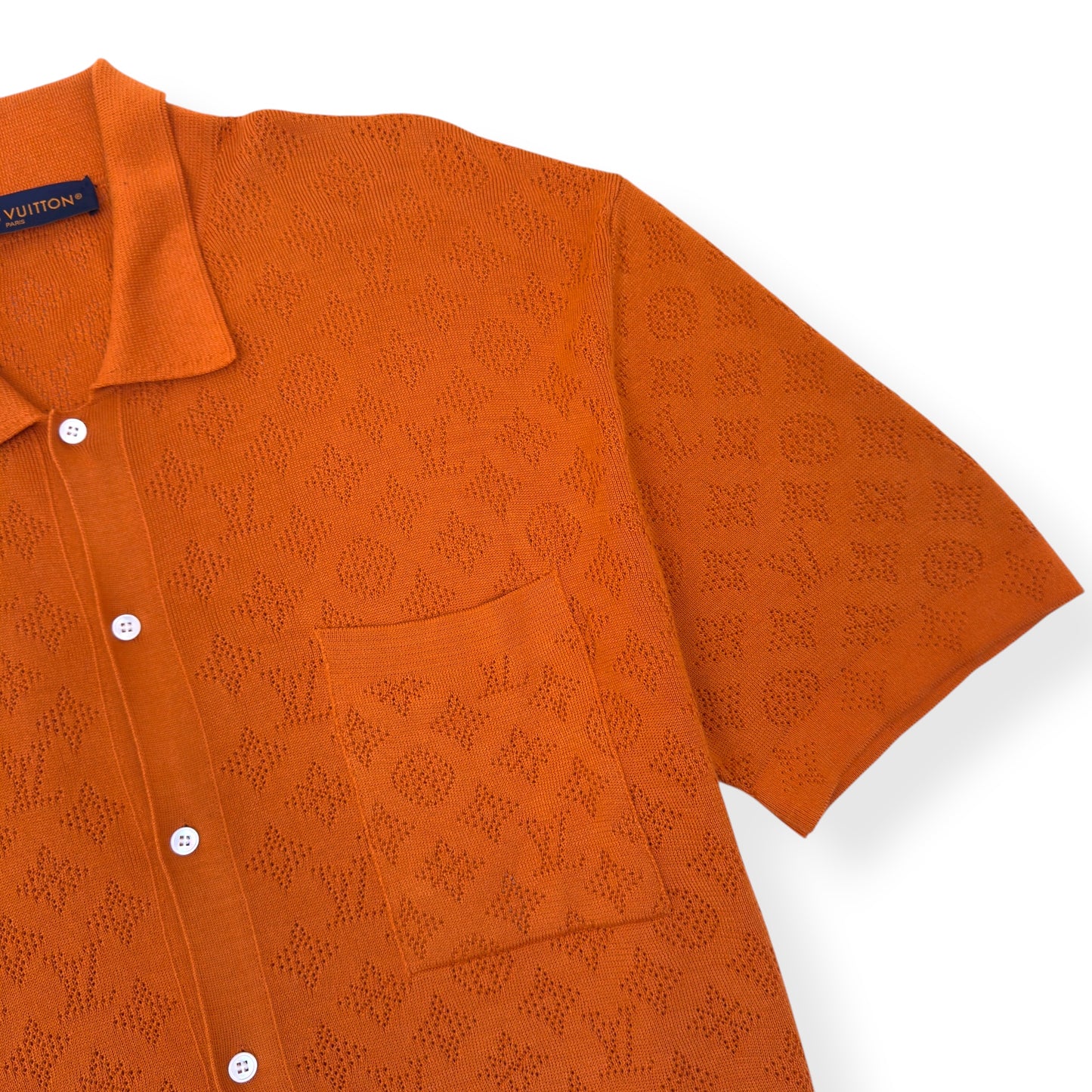 LOUIS VUITTON MONOGRAM POINTELLE COTTON SHIRT LUXURY ORANGE XL