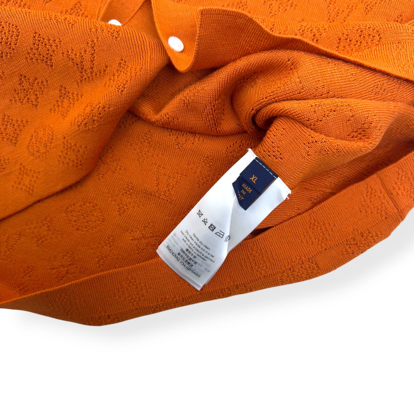LOUIS VUITTON MONOGRAM POINTELLE COTTON SHIRT LUXURY ORANGE XL