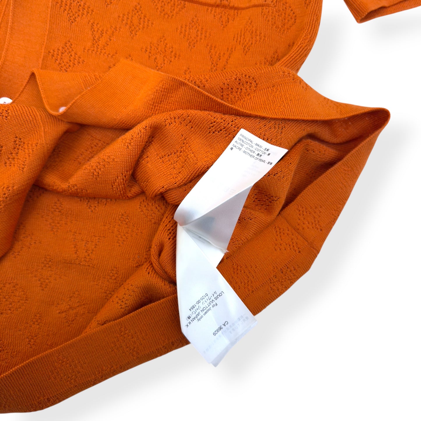 LOUIS VUITTON MONOGRAM POINTELLE COTTON SHIRT LUXURY ORANGE XL