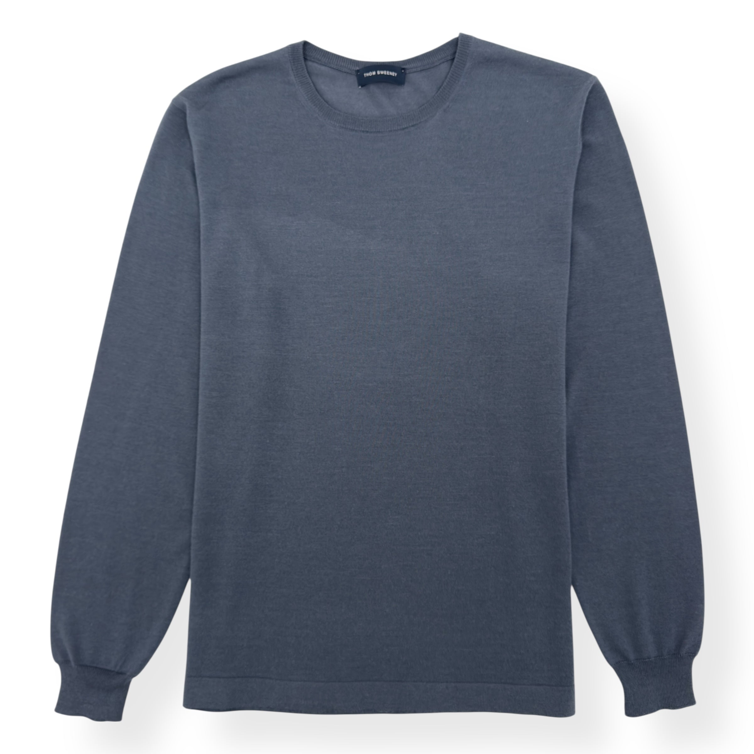 THOM SWEENEY MERINO WOOL SWEATER SLATE BLUE L