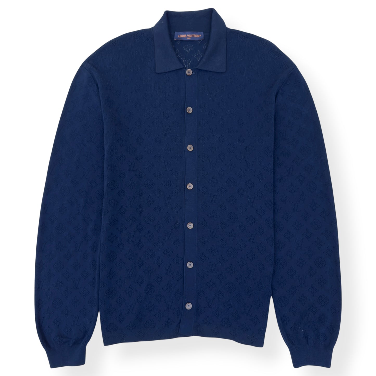 LOUIS VUITTON MONOGRAM POINTELLE COTTON OVERSHIRT LUXURY BLUE XL