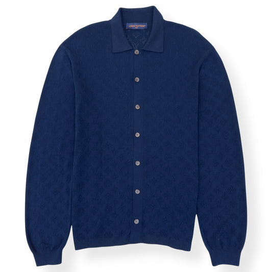 LOUIS VUITTON MONOGRAM POINTELLE COTTON OVERSHIRT LUXURY BLUE XL