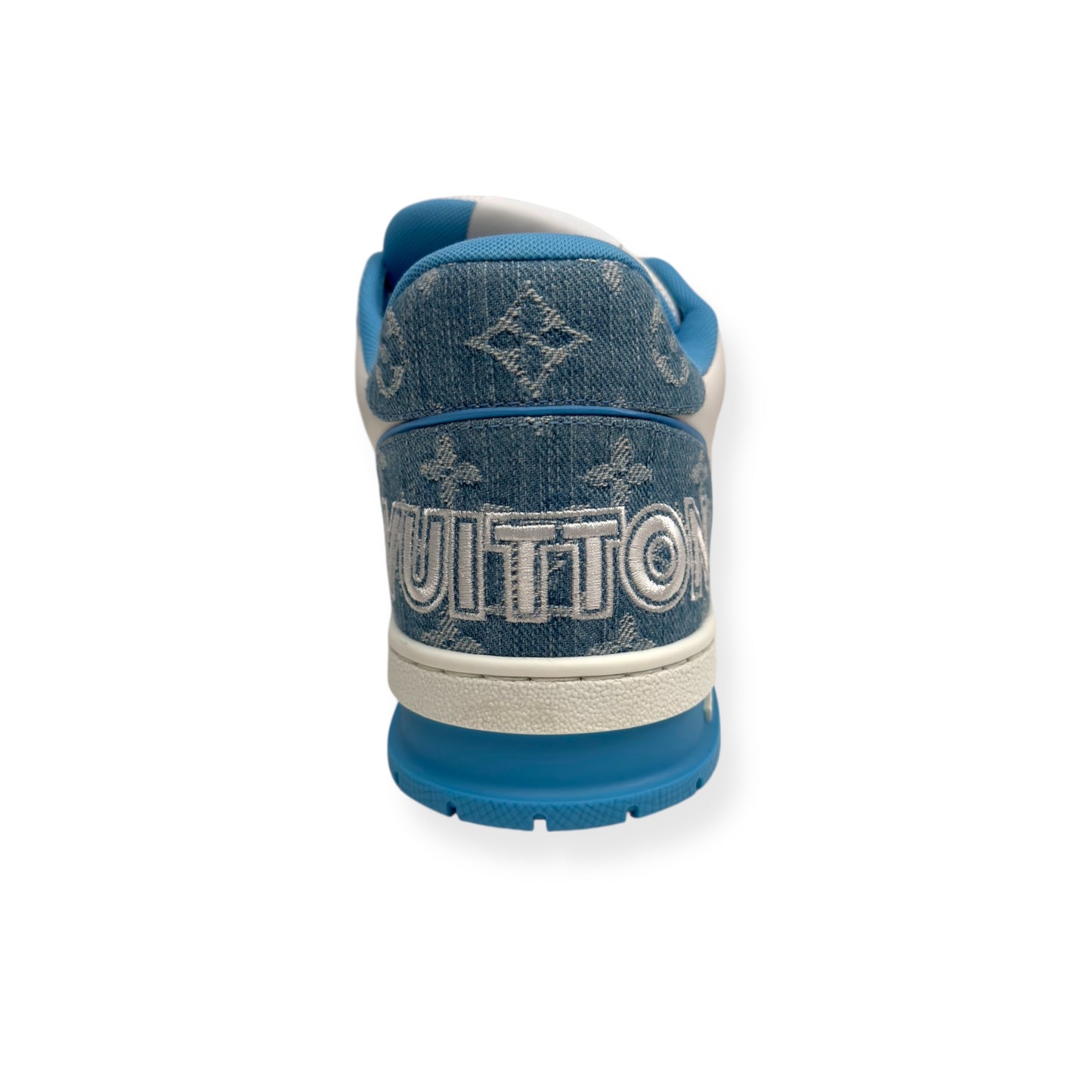 LOUIS VUITTON DENIM MONOGRAM LV TRAINER BLUE / WHITE UK7