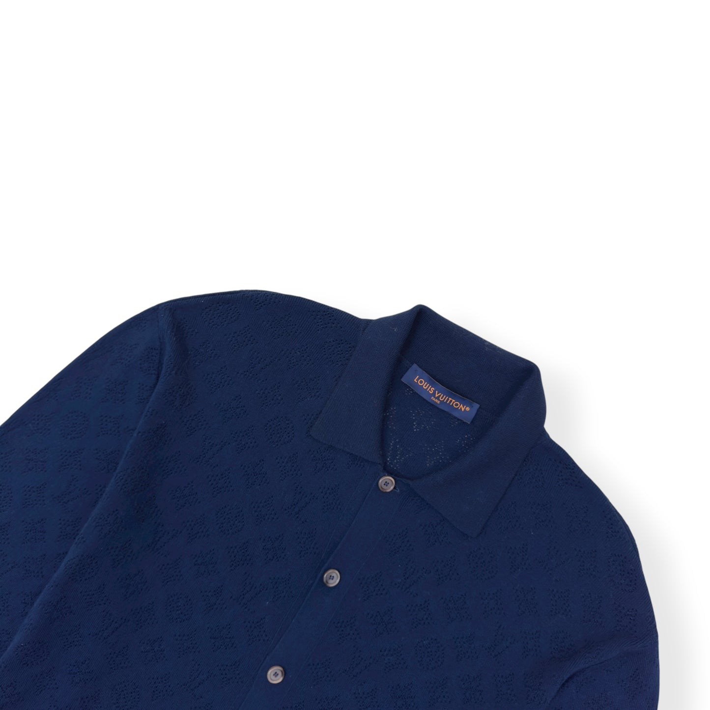 LOUIS VUITTON MONOGRAM POINTELLE COTTON OVERSHIRT LUXURY BLUE XL
