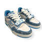 LOUIS VUITTON DENIM MONOGRAM LV TRAINER BLUE / WHITE UK7