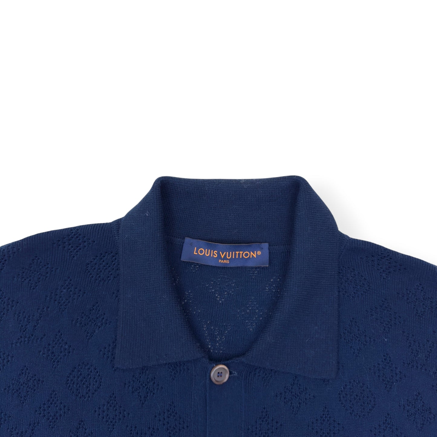 LOUIS VUITTON MONOGRAM POINTELLE COTTON OVERSHIRT LUXURY BLUE XL
