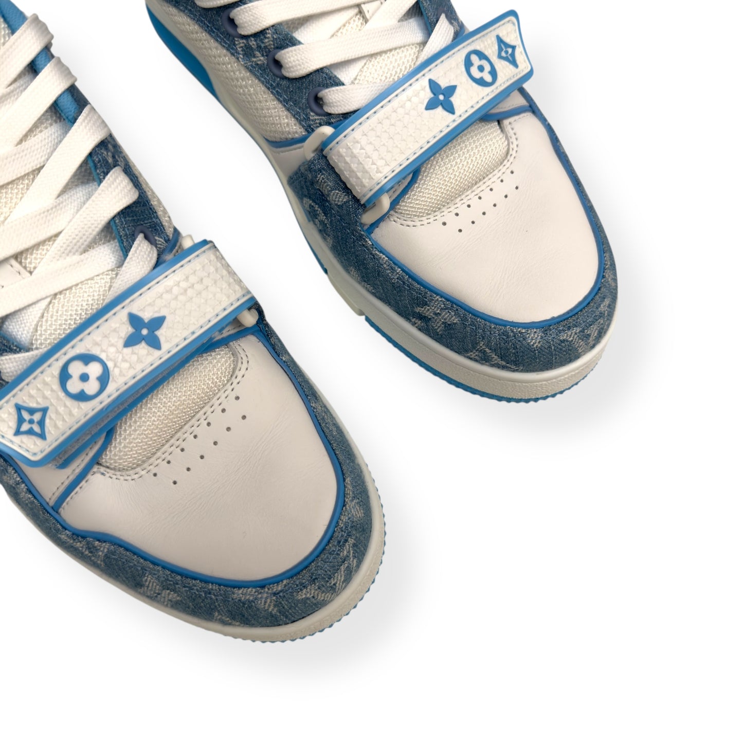 LOUIS VUITTON DENIM MONOGRAM LV TRAINER BLUE / WHITE UK7