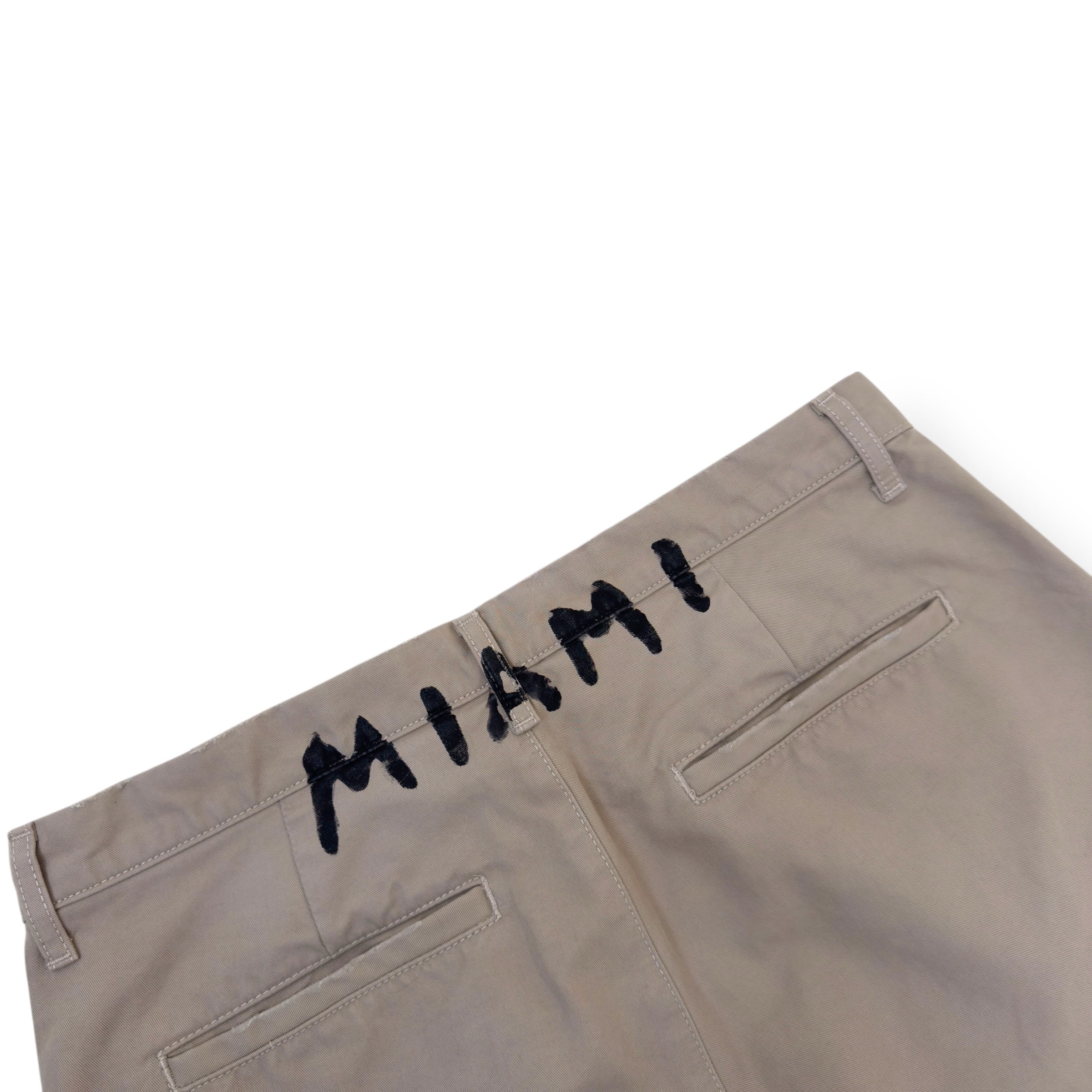 PALM ANGELS SEASONAL LOGO CHINO TROUSERS BEIGE / BLACK L