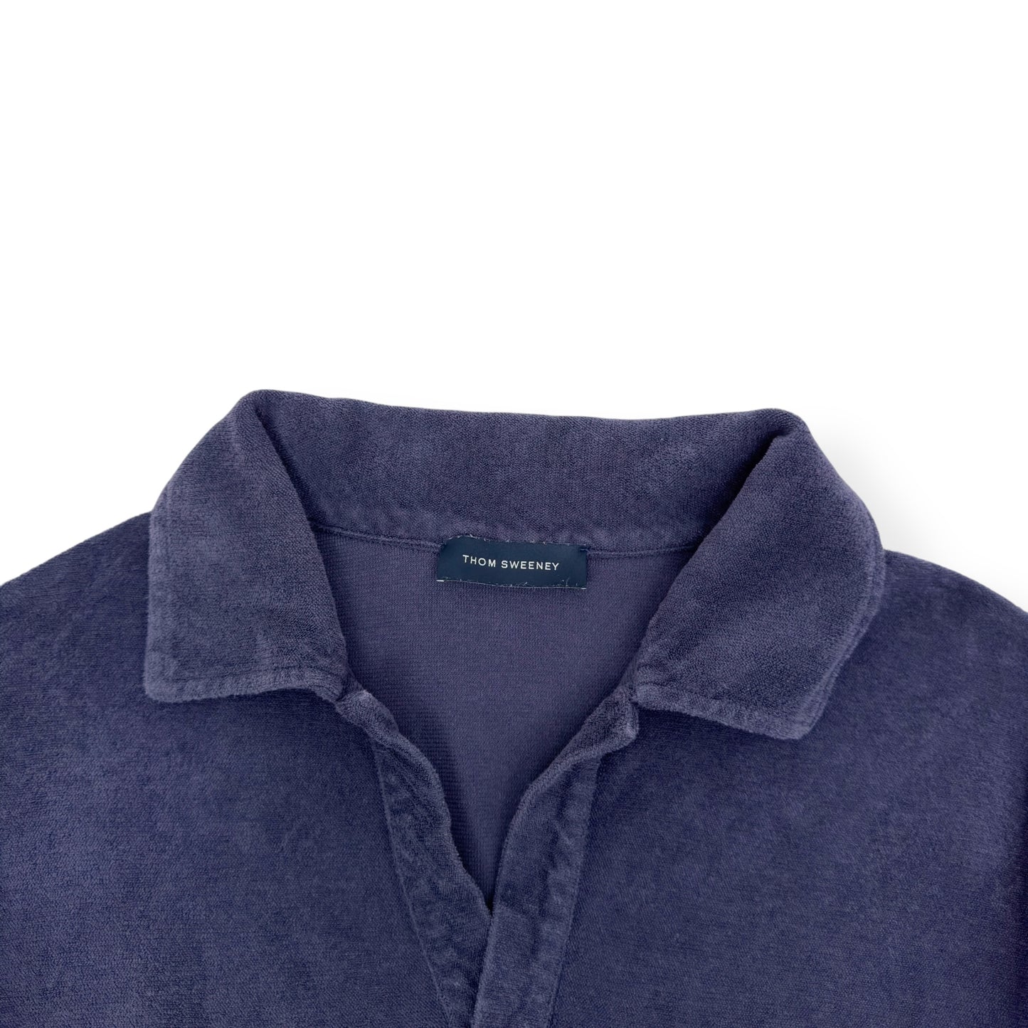 THOM SWEENEY TERRY COTTON POLO SHIRT NAVY M