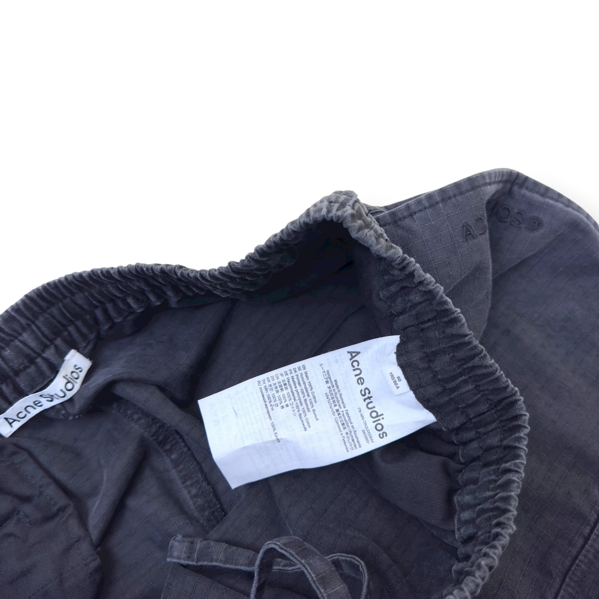 ACNE STUDIOS STRAIGHT LEG CARGO TROUSERS GREY 50 / L