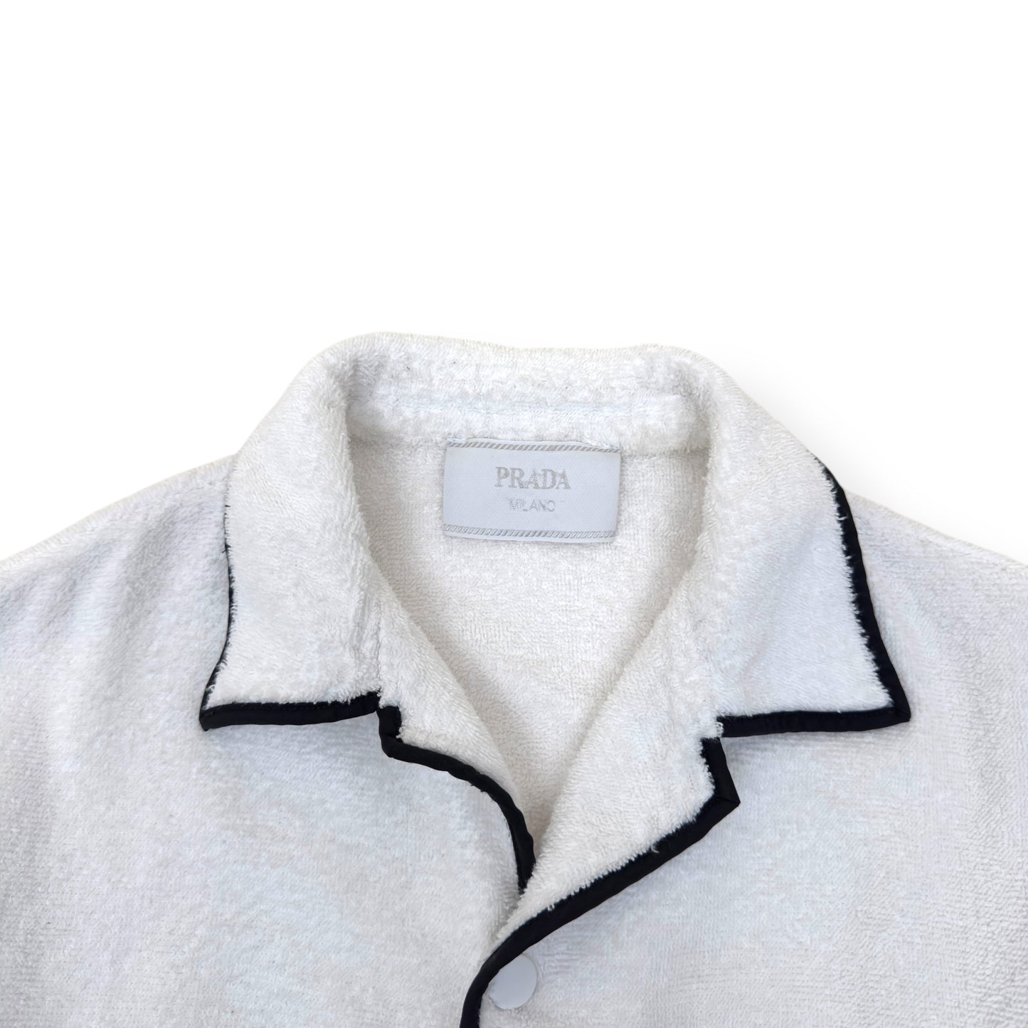 PRADA TERRY COTTON BOWLING SHIRT WHITE L