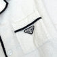PRADA TERRY COTTON BOWLING SHIRT WHITE L